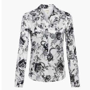 L'AGENCE Tyler Floral Print Woven Silk Shirt